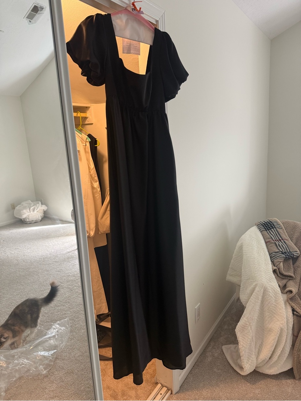 Elegant Black Maxi Dress with Flutter Sleeves